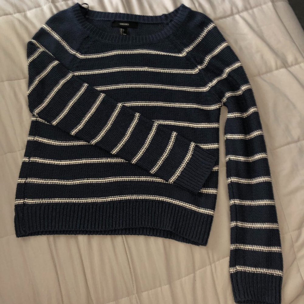 F21 Striped Blue Sweater